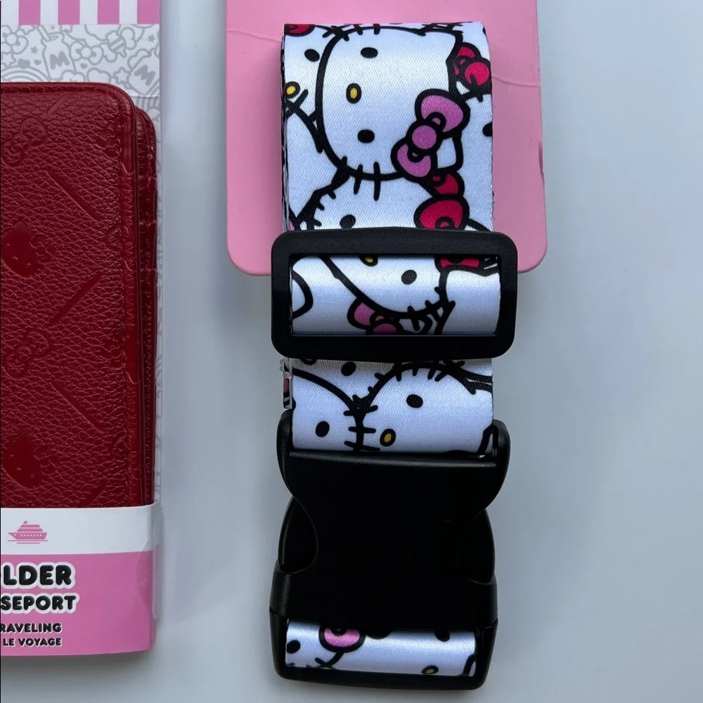 Hello Kitty Sanrio Travel Bundle - Passport Holder, Luggage Tags & Straps